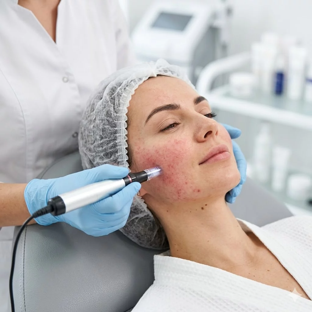 Professional Microneedling and Bioneedling treatment for skin rejuvenation at Skinworks clinic in Cape Town.